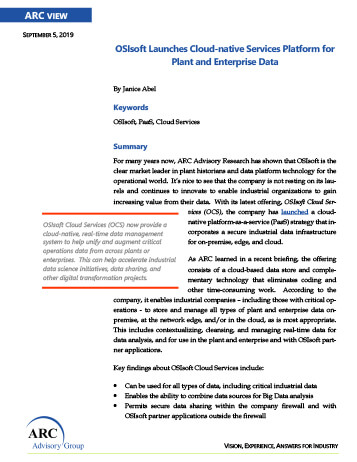 OSIsoft Launches Cloud-native Services Platform